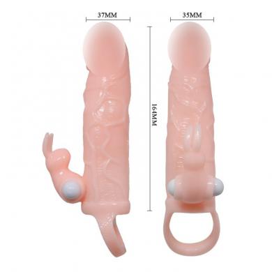 Удлиняющая насадка Brave men Vibro Penis Sleeve with Bunny - 4