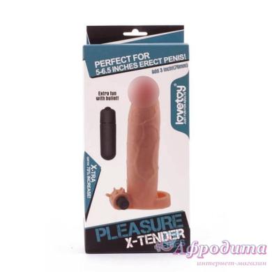 Удлиняющая насадка с вибрацией Pleasure Extender Penis Vibro Flesh