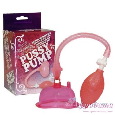 Женская помпа для клитора и половых губ Pink Pussy Pump с подкачкой