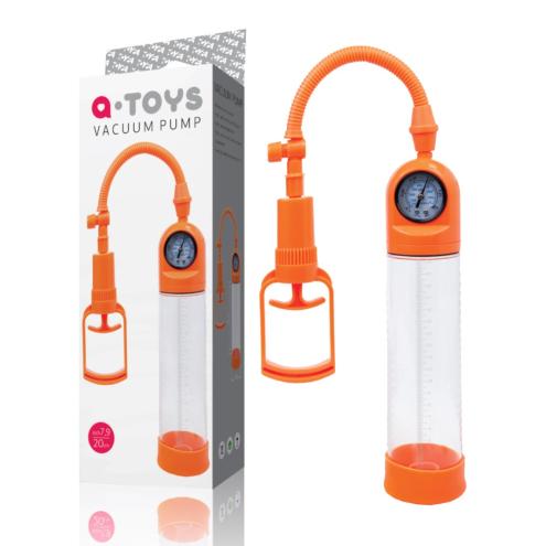 Вакуумная помпа для увеличения члена A-TOYS Penis Pump Orange совмещает приятное с полезным