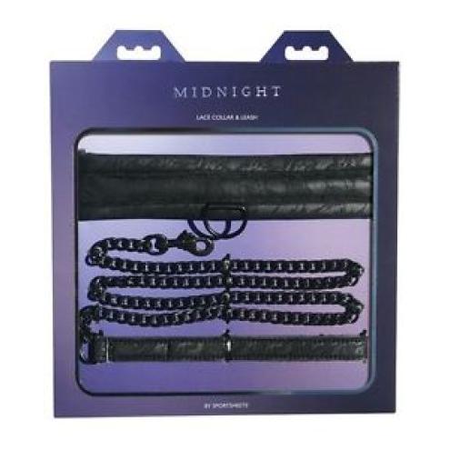 Шикарный ошейник на цепке Midnight Lace Collar And Leash