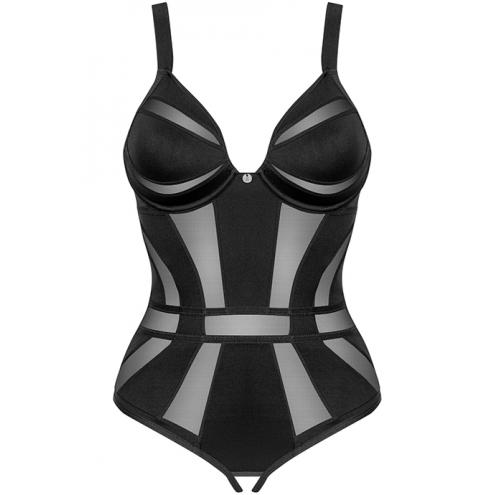 Боді Obsessive Chic Amoria otwarte (Чорний, XS/S)