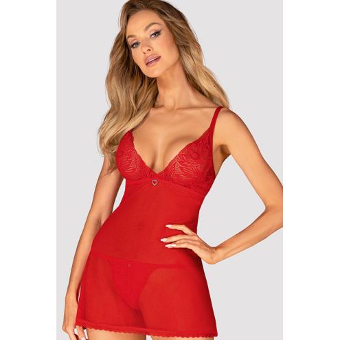 Комплект Obsessive Chilisa babydoll (Красный, M/L)