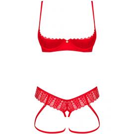 Комплект Obsessive Ingridia set (Червоний, XS/S) - 3