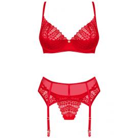 Комплект Obsessive Ingridia garter belt set (Червоний, XS/S) - 3