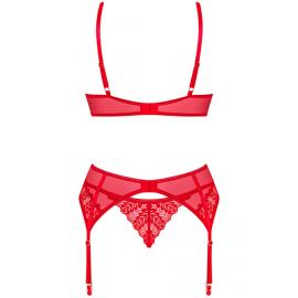 Комплект Obsessive Ingridia garter belt set (Червоний, XS/S) - 4