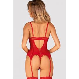 Комплект Obsessive Ingridia corset (Червоний, XS/S) - 2