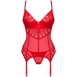 Комплект Obsessive Ingridia corset (Червоний, XS/S) - 5