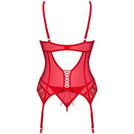 Комплект Obsessive Ingridia corset (Червоний, XS/S) - 6