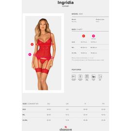 Комплект Obsessive Ingridia corset (Червоний, XS/S) - 7