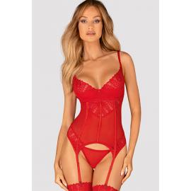 Комплект Obsessive Ingridia corset (Червоний, XS/S) - 1