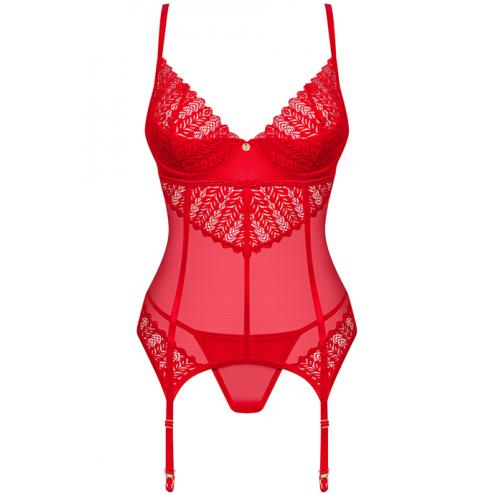 Комплект Obsessive Ingridia corset (Красный, XS/S)