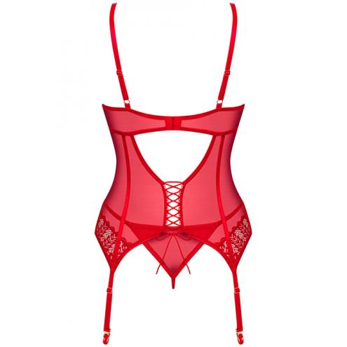 Комплект Obsessive Ingridia corset (Красный, XS/S)