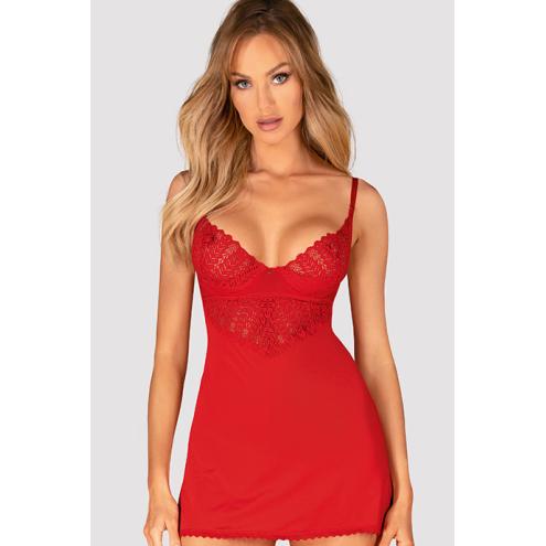 Комплект Obsessive Ingridia chemise (Красный, M/L)