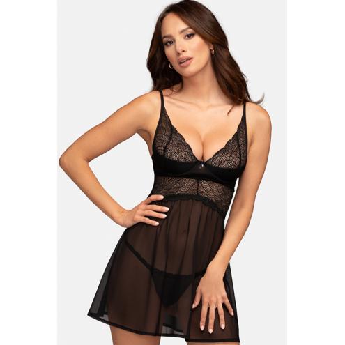 Комплект Obsessive Chemeris babydoll (Черный, XS/S)