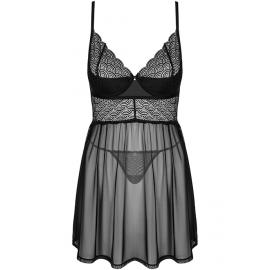 Комплект Obsessive Chemeris babydoll (Чорний, XS/S) - 4