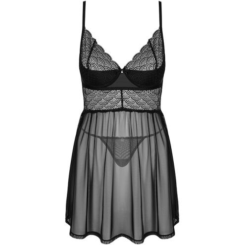 Комплект Obsessive Chemeris babydoll (Черный, XS/S)