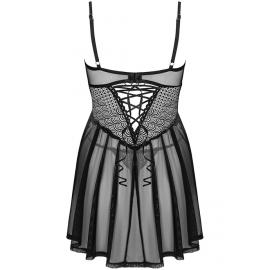 Комплект Obsessive Chemeris babydoll (Чорний, XS/S) - 5