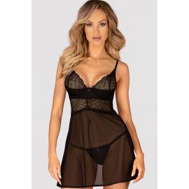 Комплект Obsessive Chemeris babydoll (Чорний, XS/S) - 1
