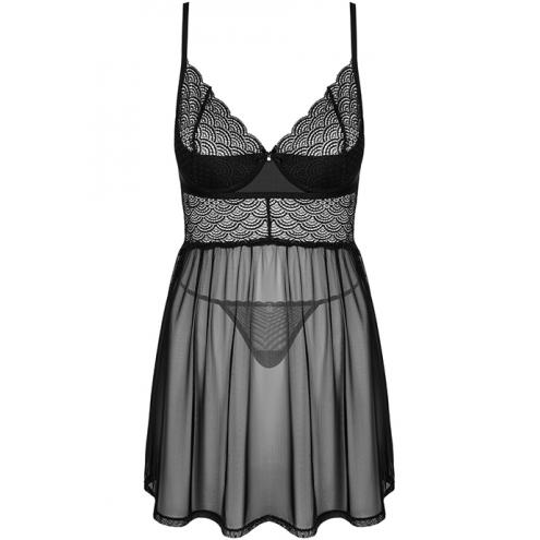 Комплект Obsessive Chemeris babydoll (Чорний, XS/S)