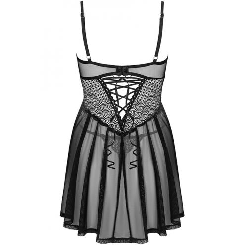 Комплект Obsessive Chemeris babydoll (Чорний, XS/S)