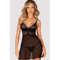 Комплект Obsessive Chemeris babydoll (Чорний, XS/S)