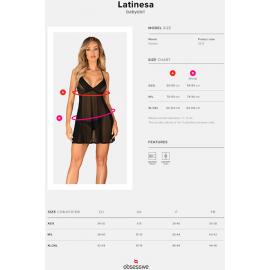 Комплект Obsessive Latinesa babydoll (Чорний, M/L) - 5