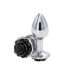 Ns Novelties Rose Buttplug M - Анальна пробка срібляста з чорним - 1