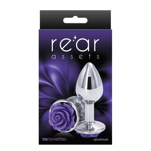 Ns Novelties Rose Buttplug S - Анальна пробка срібляста з фіолетовим