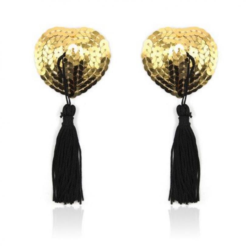 Украшения для сосков Toyz4lovers Heart Shine Nipples Tassels, золотые