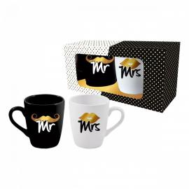 Чашки BLACK and WHITE Barylka 300ml. - Mr/Mrs 2шт - 1