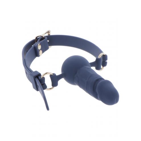 Кляп в виде фаллоса Silicone Penis Ball Gag Blue