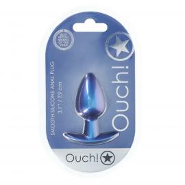Анальна пробка Smooth Silicone Anal Plug - Medium - 3.1/7,9 cm - Metallic Blue - 1
