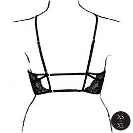 Еротичний бра Open Cup Triangle Bra with Lace and Adjustable Sliders - One Size - Black - 5