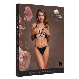Еротичний бра Open Cup Triangle Bra with Lace and Adjustable Sliders - One Size - Black - 1