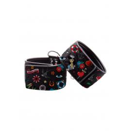 Наручники Printed Ankle Cuffs Old School Tattoo Style - Black - 3