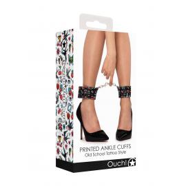 Наручники Printed Ankle Cuffs Old School Tattoo Style - Black - 6