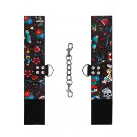 Наручники Printed Ankle Cuffs Old School Tattoo Style - Black - 2