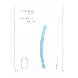 Двухконечный фаллоимитатор Realrock Crystal Clear Double Dildo 17, голубой, 42 см - 5