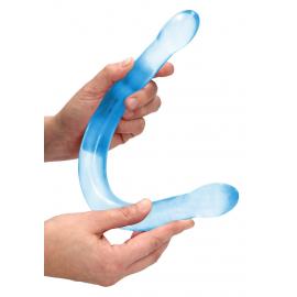 Двухконечный фаллоимитатор Realrock Crystal Clear Double Dildo 17, голубой, 42 см - 3
