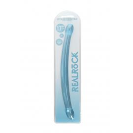 Двухконечный фаллоимитатор Realrock Crystal Clear Double Dildo 17, голубой, 42 см - 1