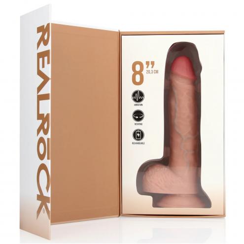 Вибратор Vibrating and Rotating Straight Cock with Balls - 8 / 20,5 cm - Flesh