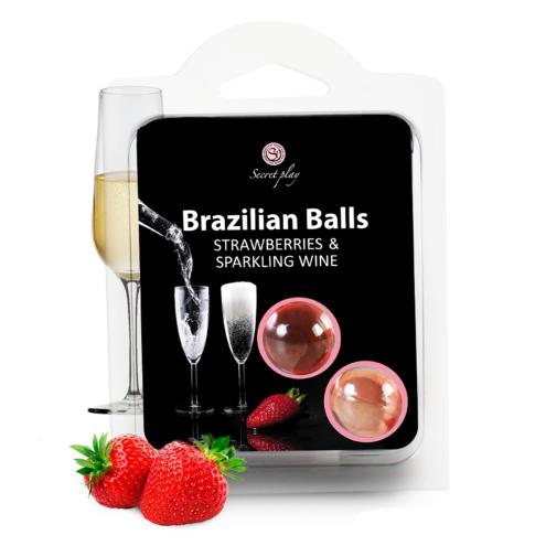 Набор шариков лубрикантов BRAZILIAN BALLS STRAWBERRY & SPARKLING WINE