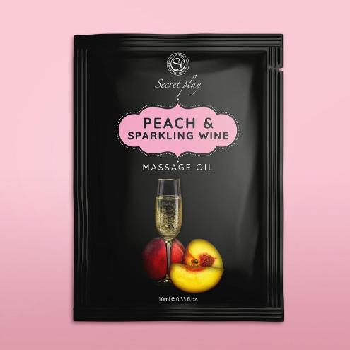 Масажна олія PEACH & SPARKLING WINE MASSAGE OIL 10 ML