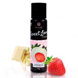 Лубрикант оральный Secret Play Strawberry & White Chocolate Gel, белый шоколад с клубникой, 55 мл