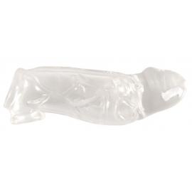 Насадка на пеніс Crystal Clear Penis Sleeve With Extension + Ball Ring Medium, прозора - 6