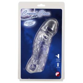 Насадка на пеніс Crystal Clear Penis Sleeve With Extension + Ball Ring Medium, прозора - 1