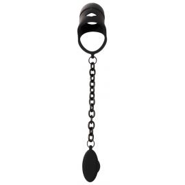Комплект для пеніса, мошонки та анусу Black Velvets cock cage with butt plug - 4
