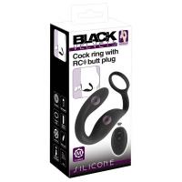 Массажер простаты с кольцом на мошонку BLACK VELVETS COCK RING W BUTT