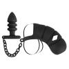 Комплект для пеніса, мошонки та анусу Black Velvets cock cage with butt plug